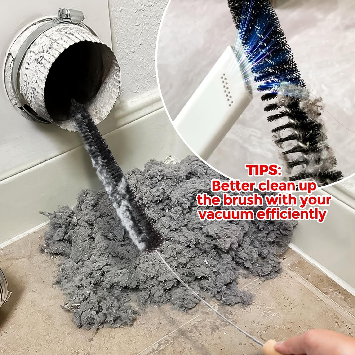 Dryer Vent Cleaner Kit 2 Pack - Household Cleaning Supplies 304 Stainless Steel Dryer Lint Brush, Home Essentials for Lint Trap Dust & Pet Hair