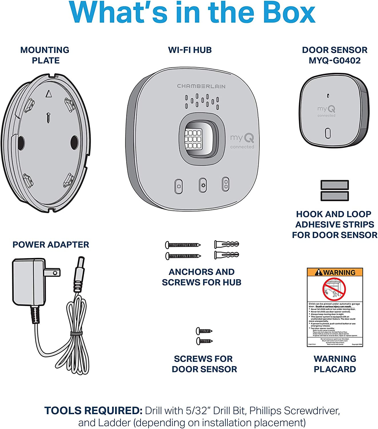 Smart Garage Control - Wireless Garage Hub and Sensor with Wifi & Bluetooth - Smartphone Controlled, Myq-G0401-Es, White