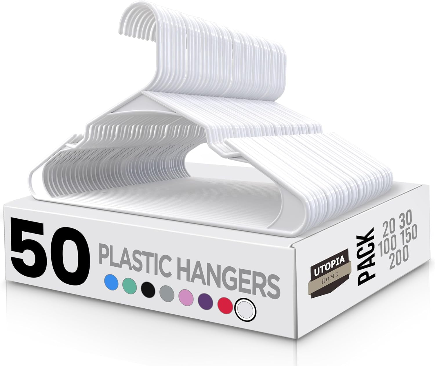 - Plastic Hangers 50 Pack - Perfect Space Saving Clothes Hanger - Durable and Strong Closet Organizers and Storage Makes It Ideal Dorm Room Essentials for Girls or Guys (White)
