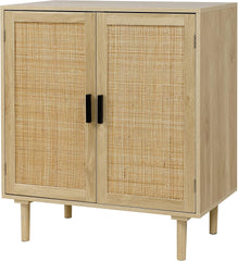 Sideboard Buffet Cabinet, Kitchen Storage Sideboard with Rattan Decorated Doors, Liquor Coffee Buffet, Dining Room, Hallway, Console Table, Accent Cabinet, 31.5X 15.8X 34.6 Inches, Natural