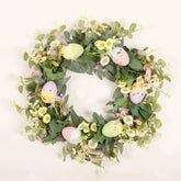 45Cm Colorful Easter Eggs Decor Wreaths for Front Door Pastel Easter Egg Mini Spring Easter Wreath Easter Window Decor Wreath