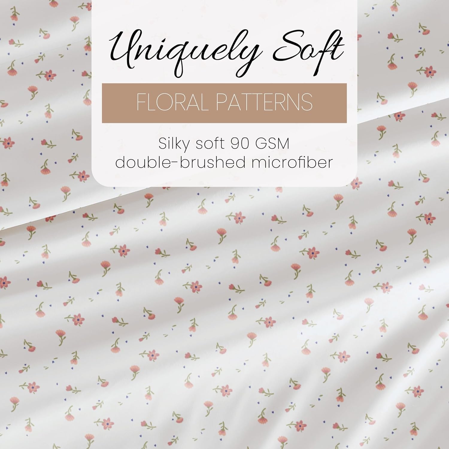 4 Piece Queen Sheet Set - Breathable, Double-Brushed Patterned Cooling Sheets – Oeko-Tex Certified Ultra Soft & Wrinkle-Free 16" Deep-Pocket Queen Sheets - Easy Care Soft Floral Pink