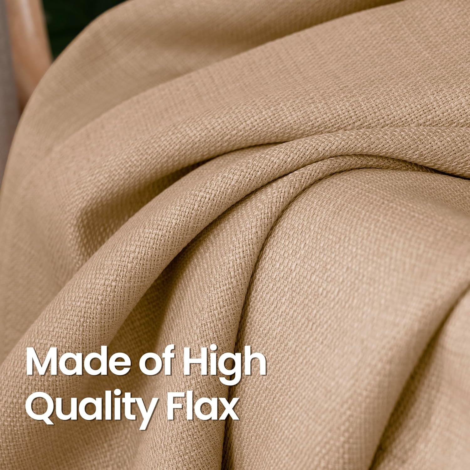 Tan Curtains 84 Inch for Living Room - Light Filtering Faux Linen Look with Burlap Texture, Rustic Farmhouse Window Panels (Set of 2, 52" Wide)